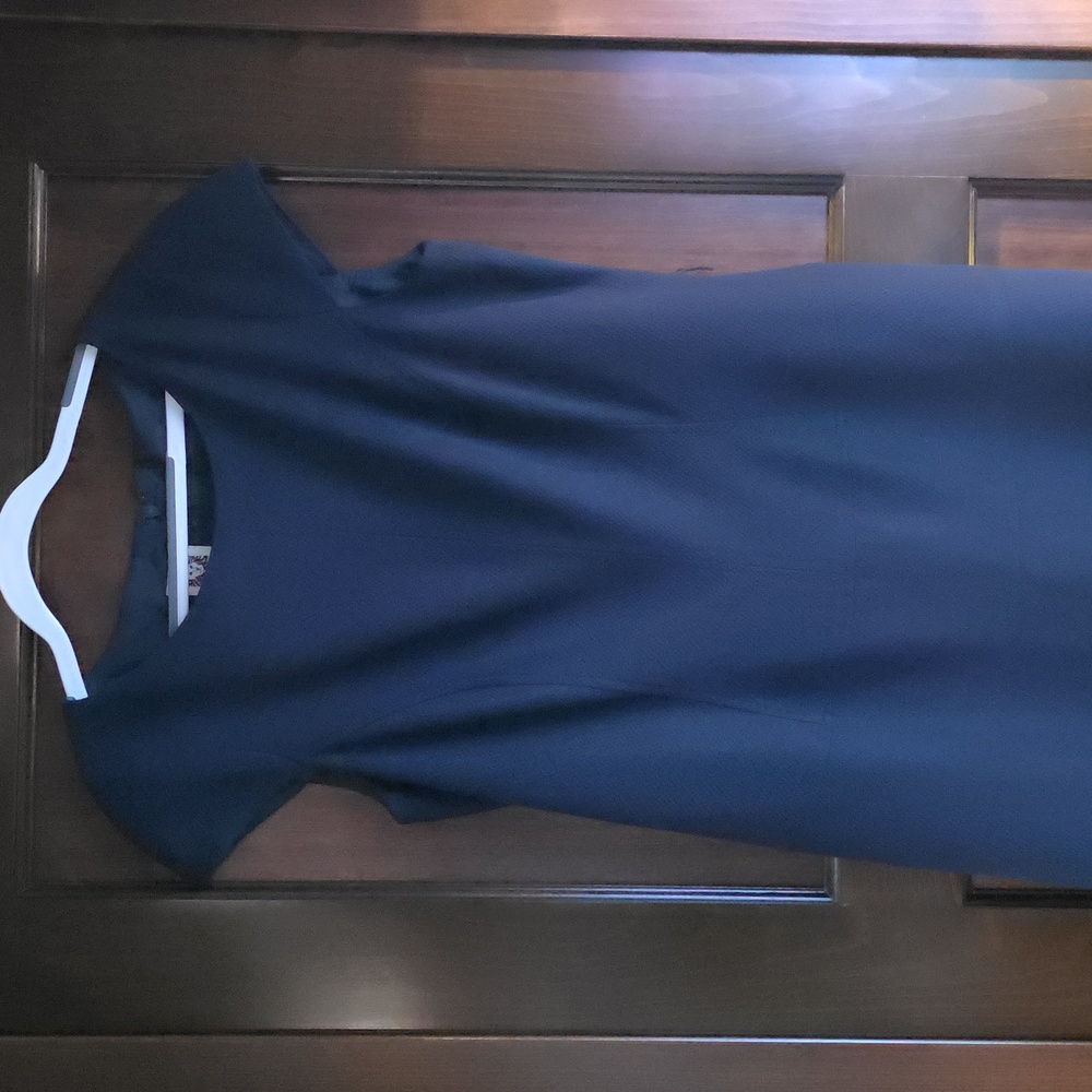 Anne Klein Navy Blue Cap-sleeve Belted Dress Women's 4